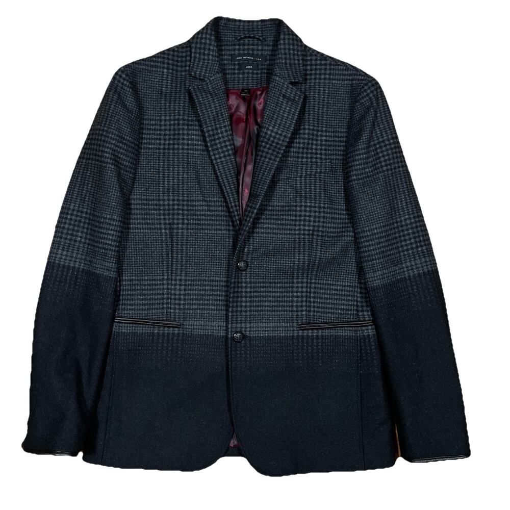 John Varvatos Two Tone Ombré Glen Plaid Blazer Grey Sport Jacket Size 40 Luxe